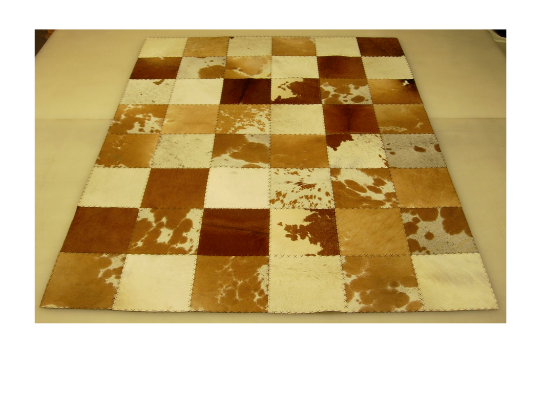 Brown and White Patchwork Hair on Hide Rug