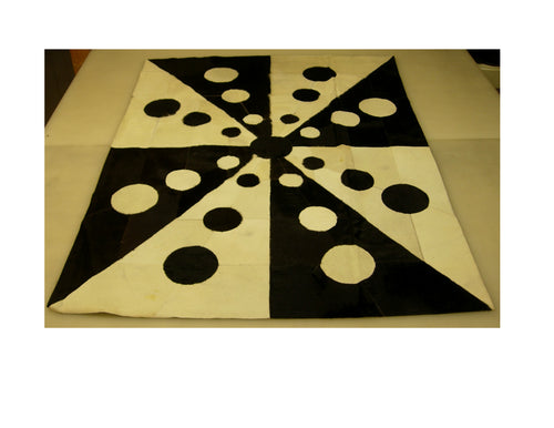 Leather Rug with Black and White Circles In Sunray