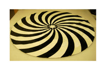 Load image into Gallery viewer, Black and White Circular Leather Patchwork Rug with Star Center
